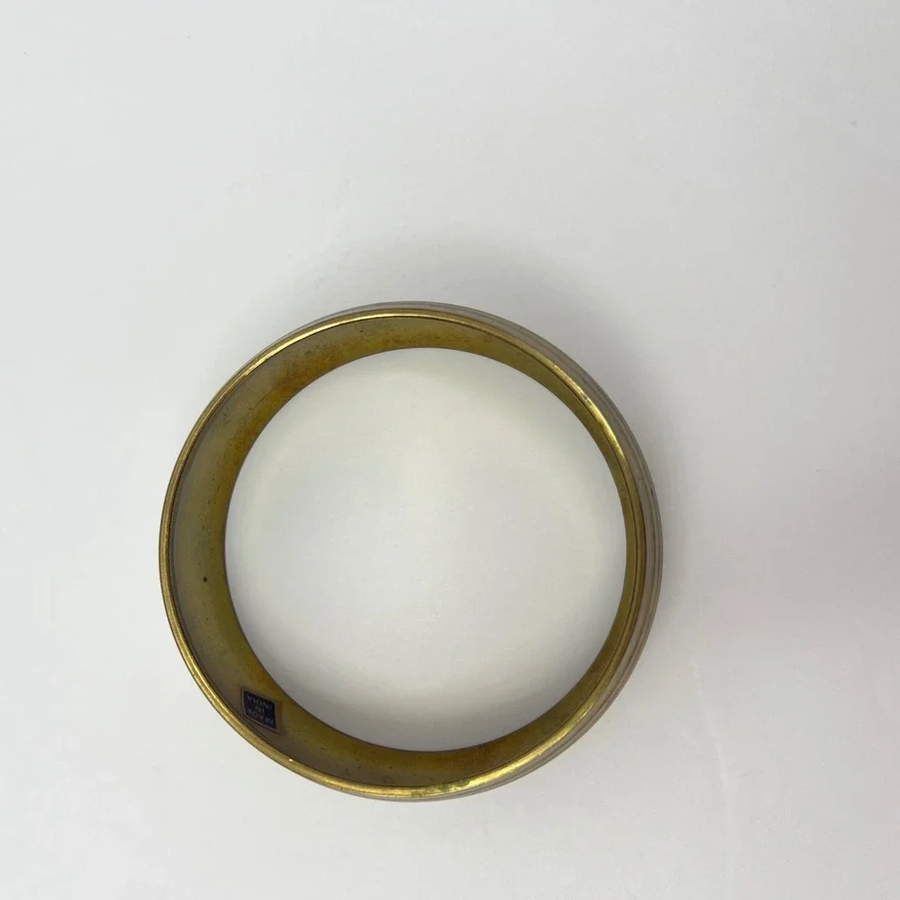 Vintage Brass Bangle Bracelet Ribbed Handcrafted India Boho Stackable 70s Retro
